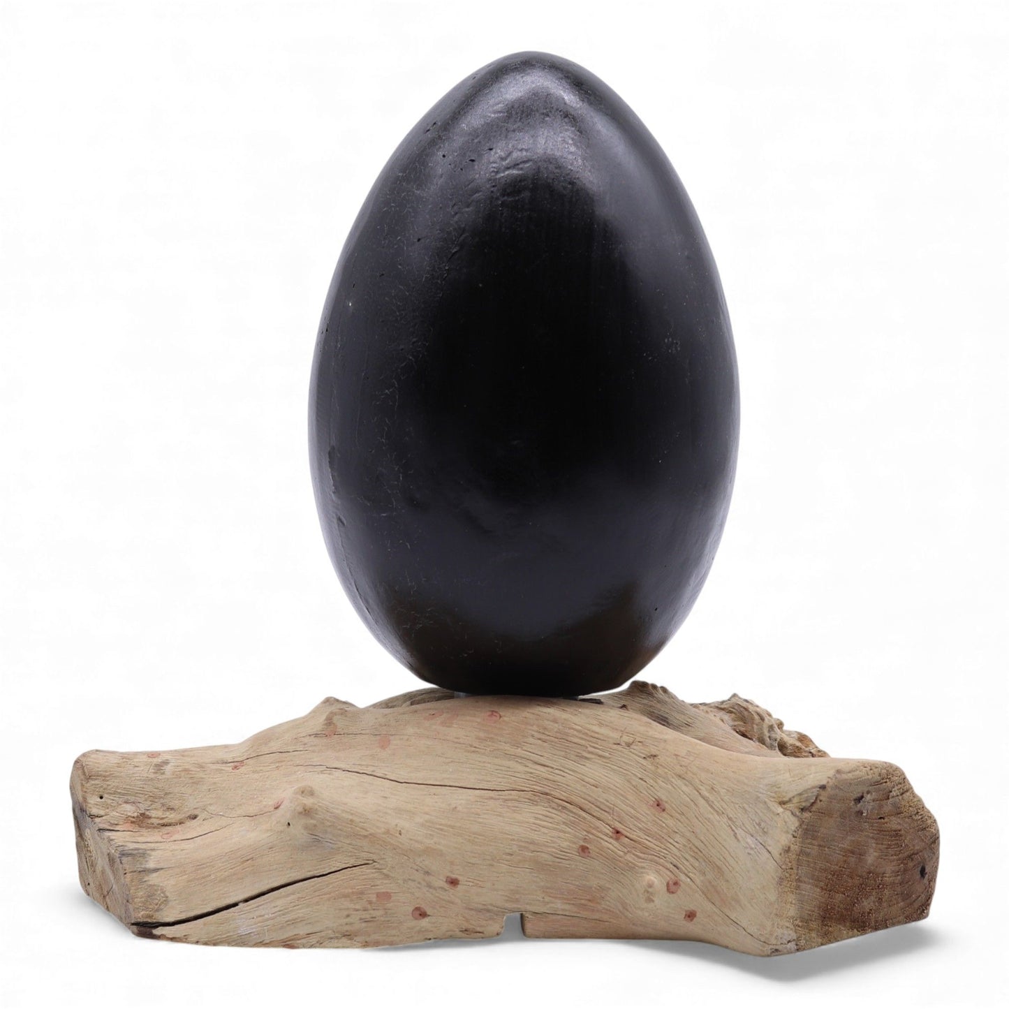 Natural Driftwood LED Glow Lamp - Crackle Lava Egg Shade / Grey
