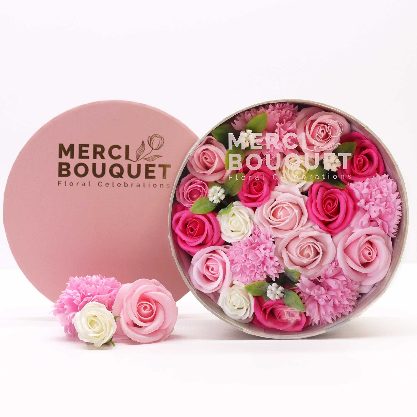 Luxury Soap Flowers - Round / Pinks