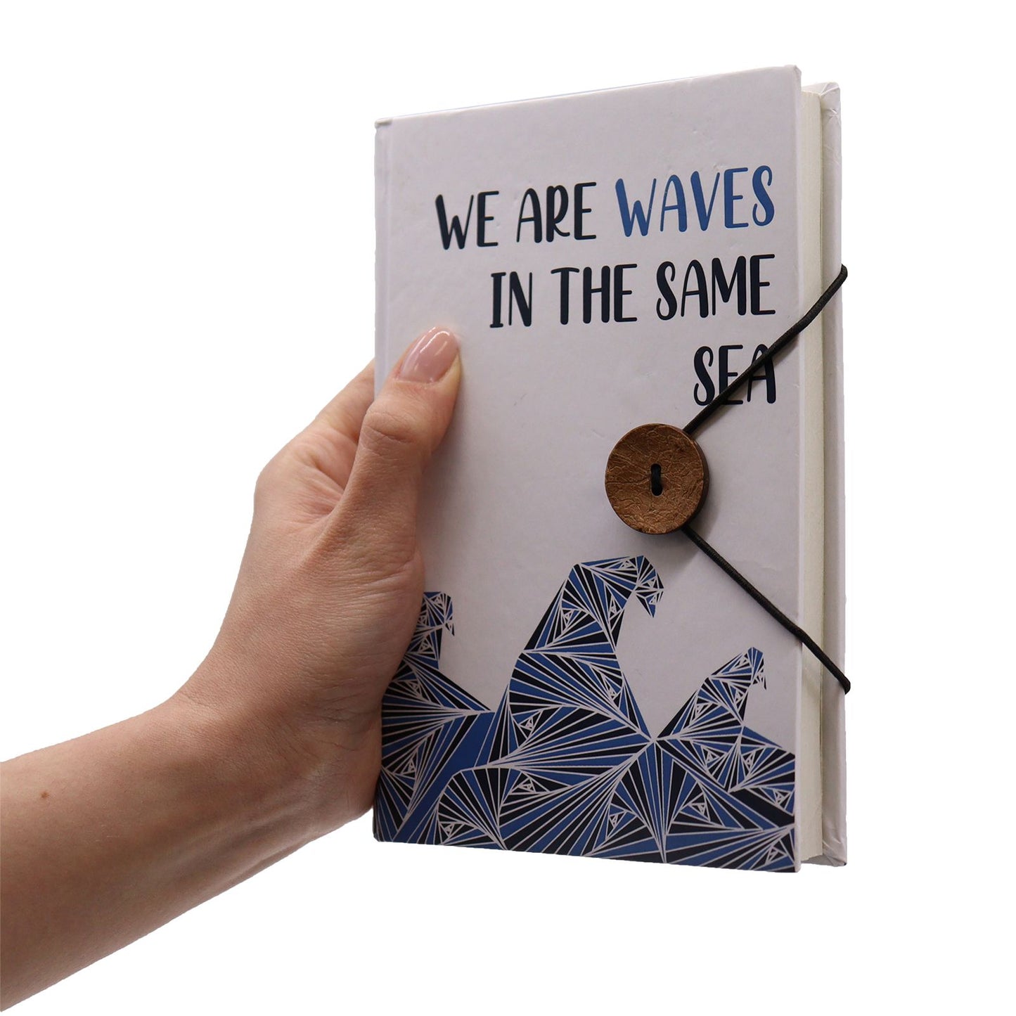 Handmade Eco-Friendly Notebook with Strap - We Are Waves in the Same Sea