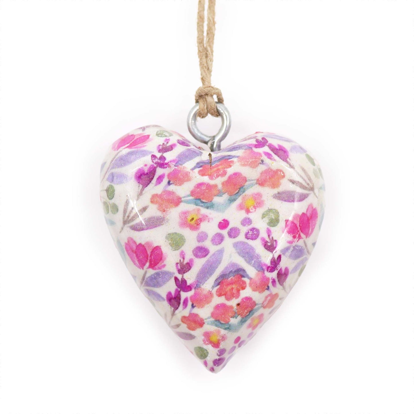 Handmade Wooden Decorative Hanging Heart - Large / Pretty Floral
