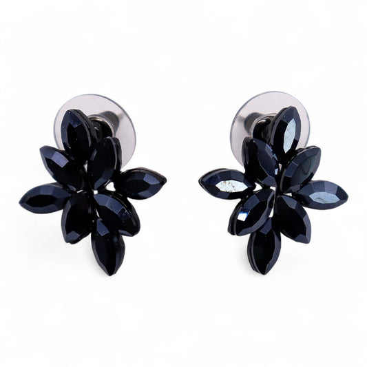 Mystical Nymph Aurora Vintage Glass Earrings - Jet Black / Flowers