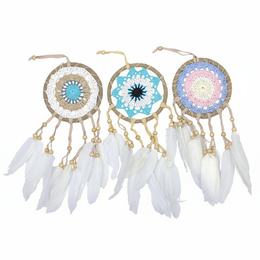 6 x Hand Crafted Macrame Dreamcatchers - Medium / Assorted / Pastel Blues
