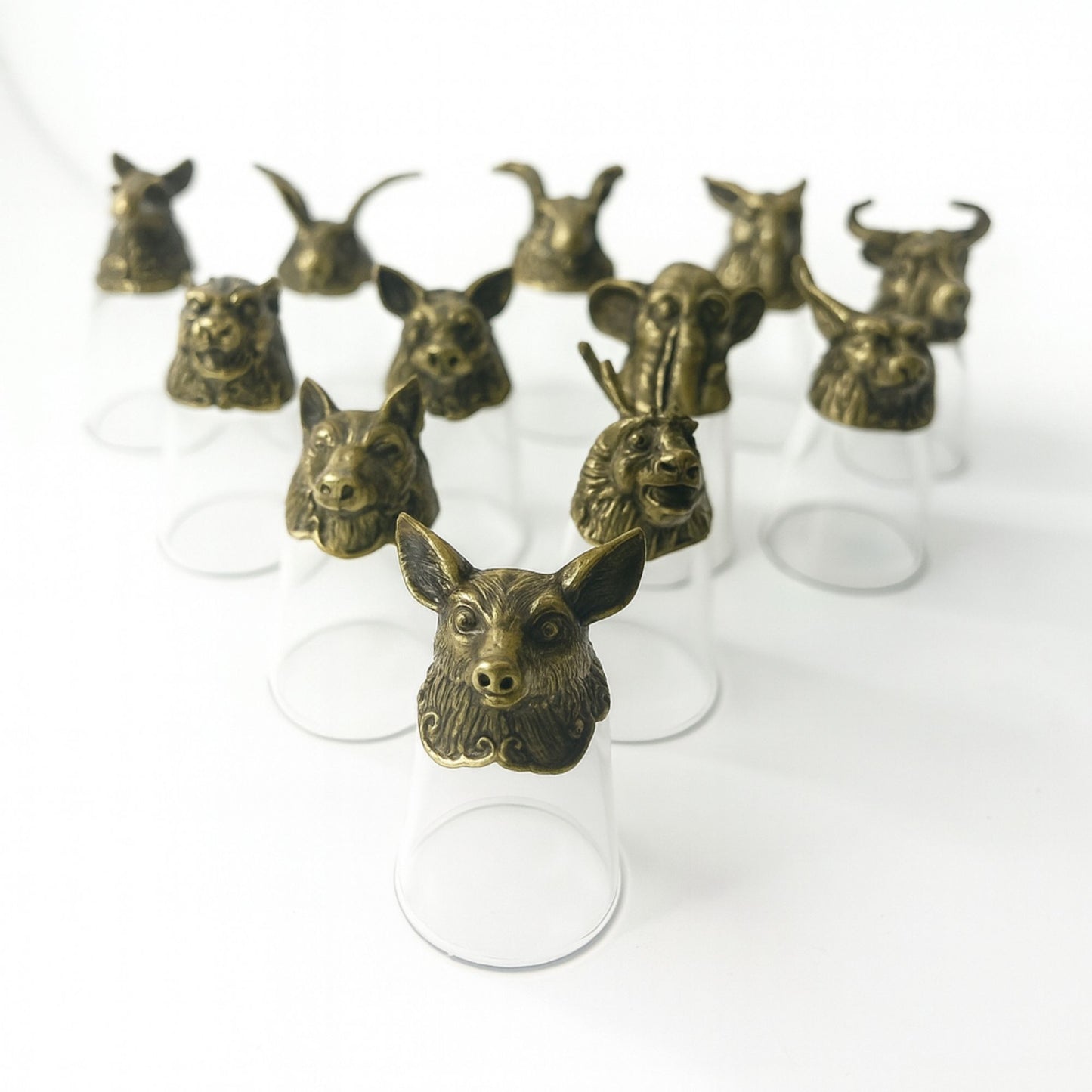 Set of 12 x 25ml Mystical Zodiac Creatures Glasses - Antique Bronze
