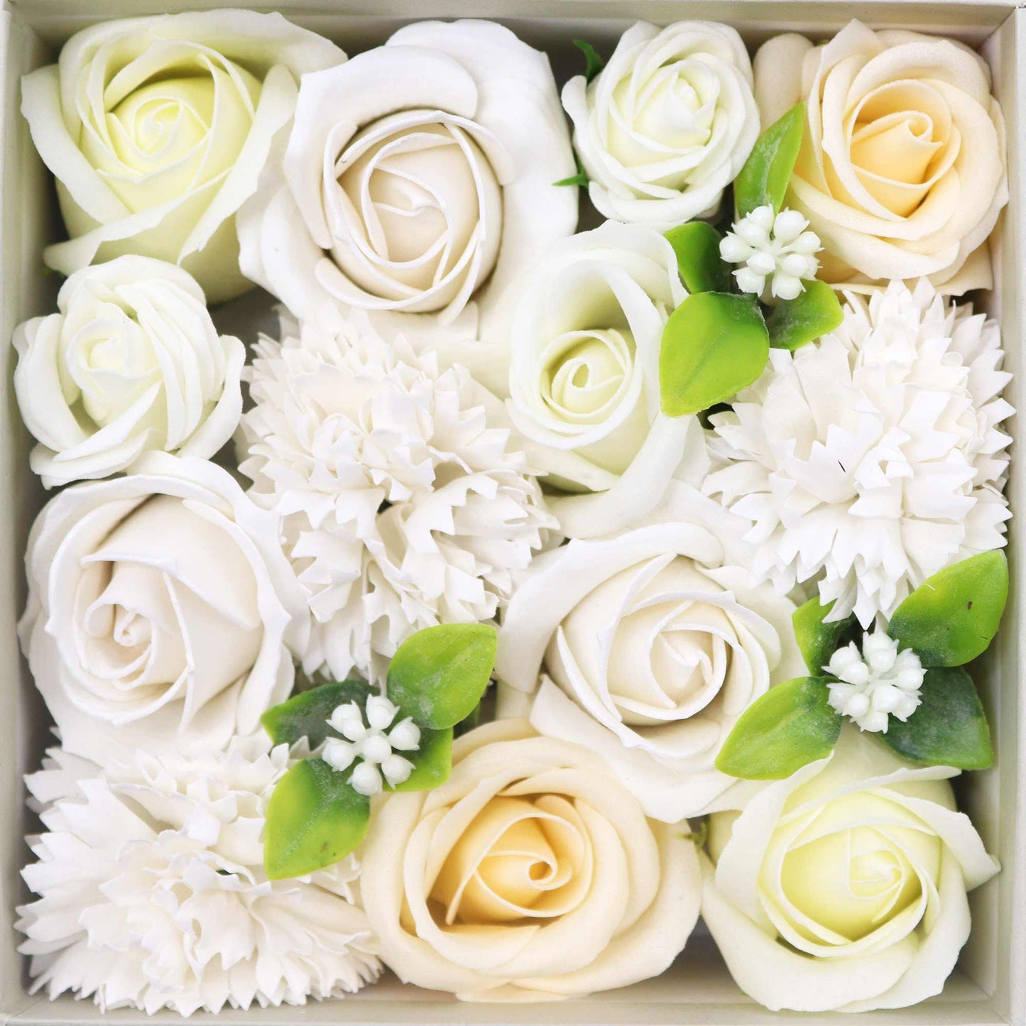 Luxury Soap Flowers - Square / Whites and Ivory