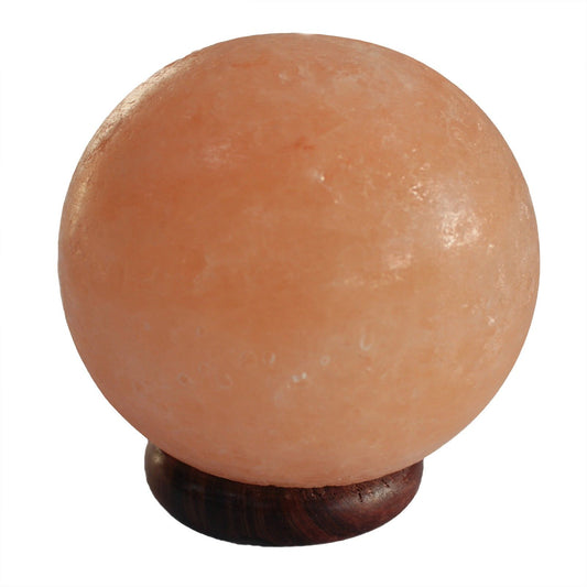 Hand Carved 240v Himalayan Salt Crystal Lamp with Base - Natural / Round / 3.5Kg - 4Kg