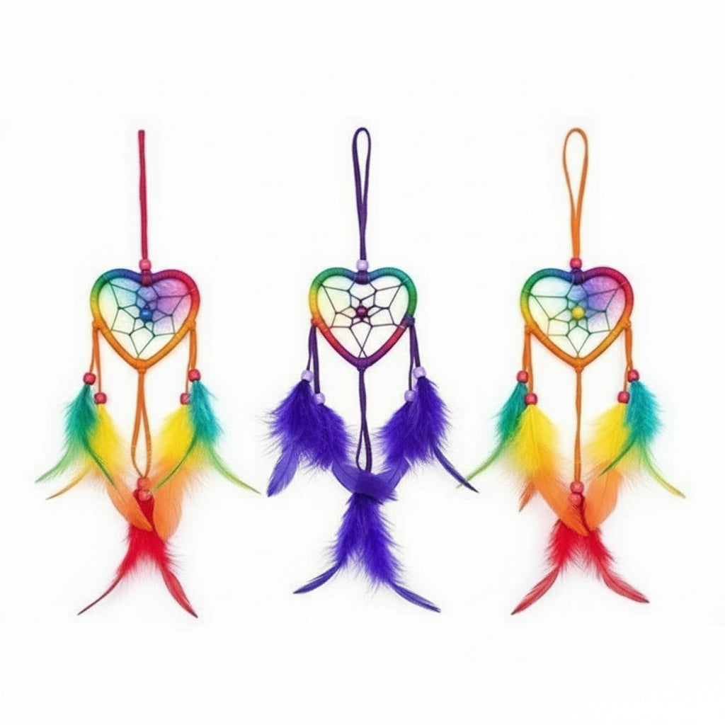 6 x Hand Crafted Dreamcatchers - Small / Heart / Rainbow