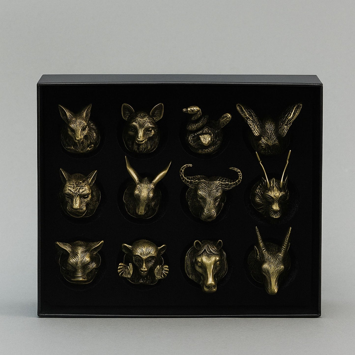 Set of 12 x 25ml Mystical Zodiac Creatures Glasses - Antique Bronze