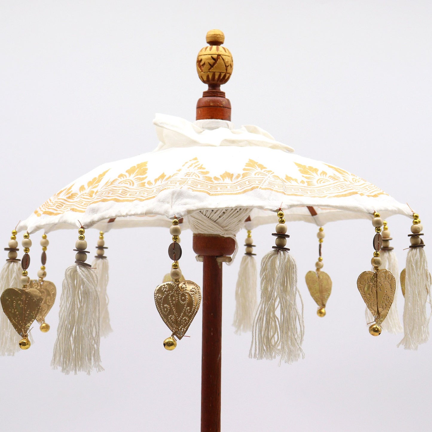 Handcrafted Indoor Decorative Parasol with Stand - Small / Natural and Gold