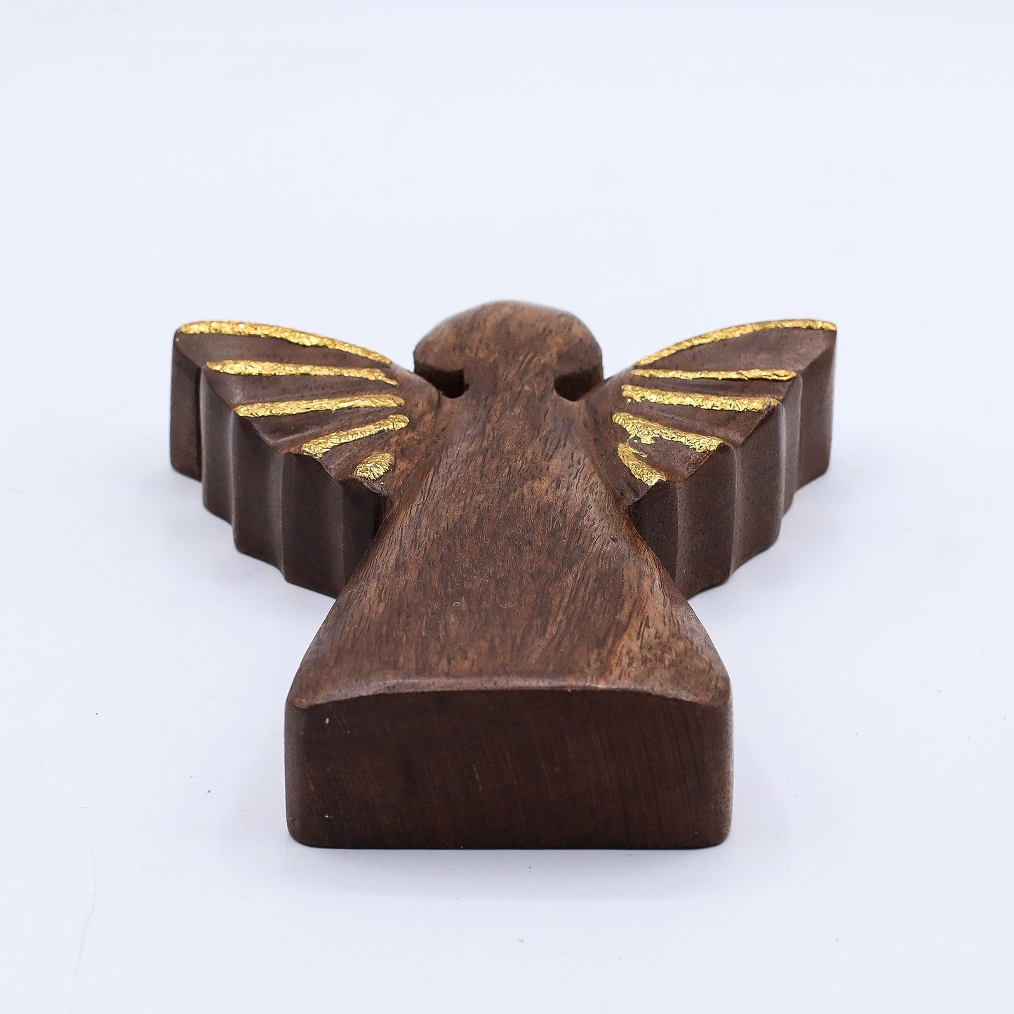 Hand Carved Mango Wooden Angel - Medium / Gold Decor