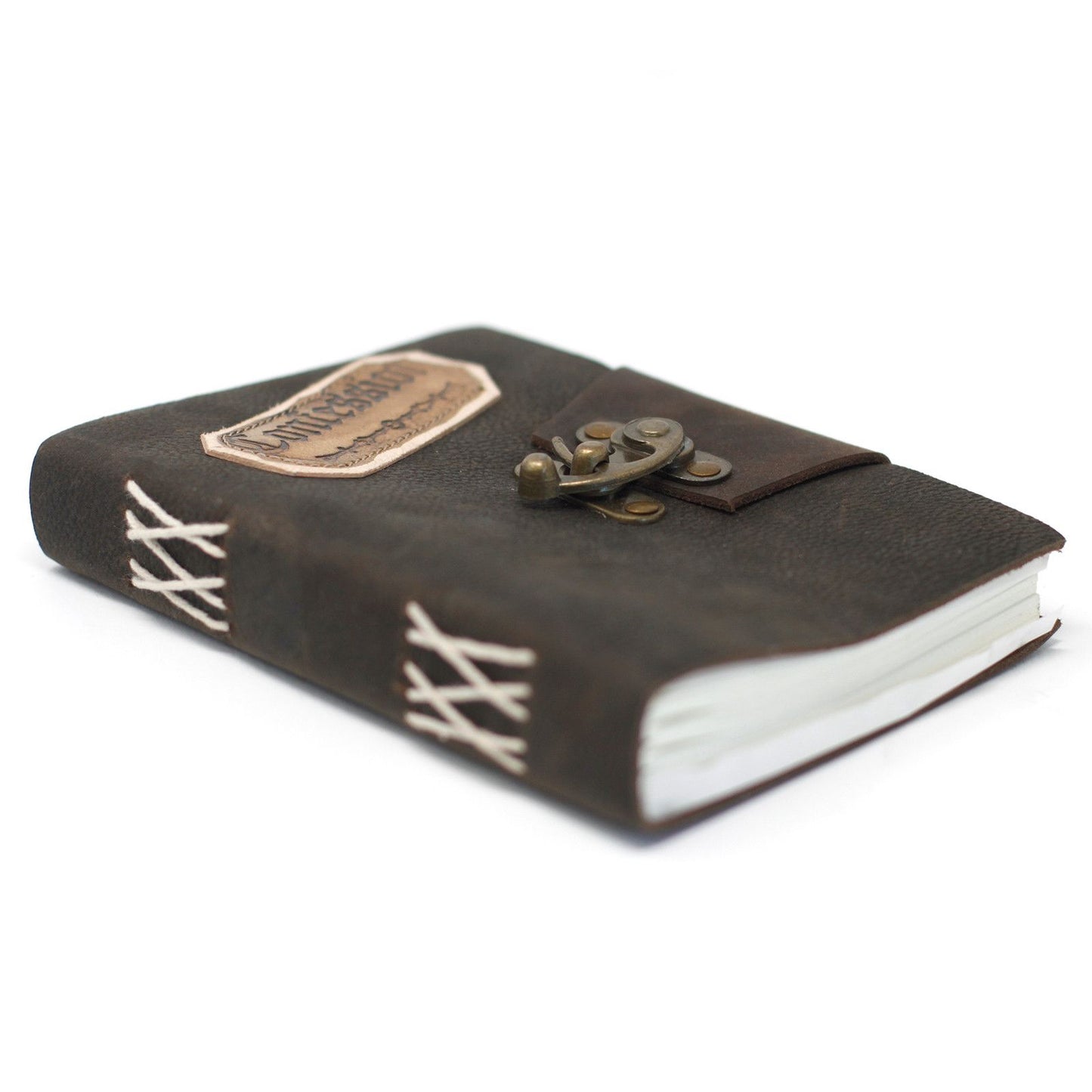 Handmade Leather-Bound Eco-Friendly Journal with Metal Clasp - Medium / Black / Confessions