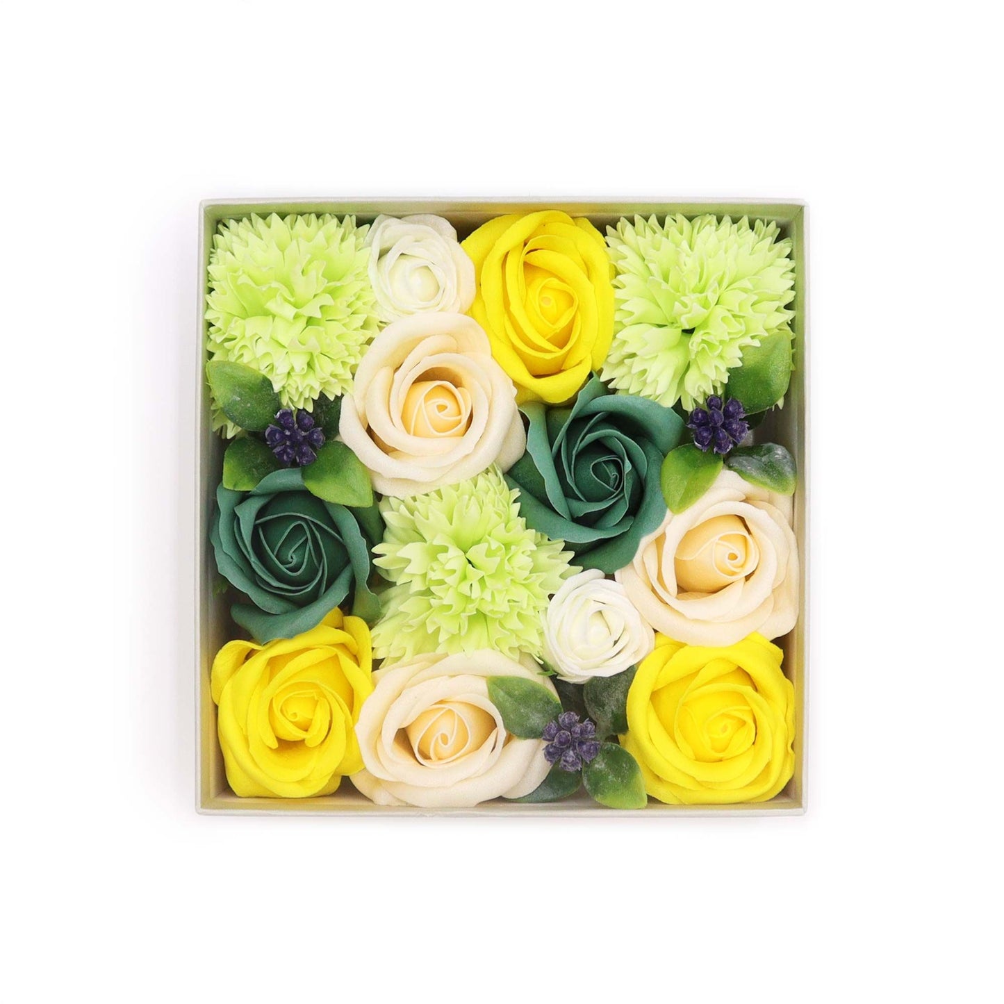 Luxury Soap Flowers - Square / Yellows and Greens