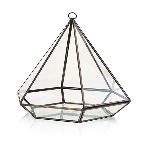 Glass and Brass Terrarium - Large / Diamond