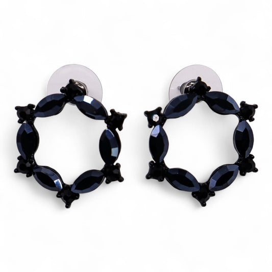 Mystical Nymph Aurora Vintage Glass Earrings - Jet Black / Loop