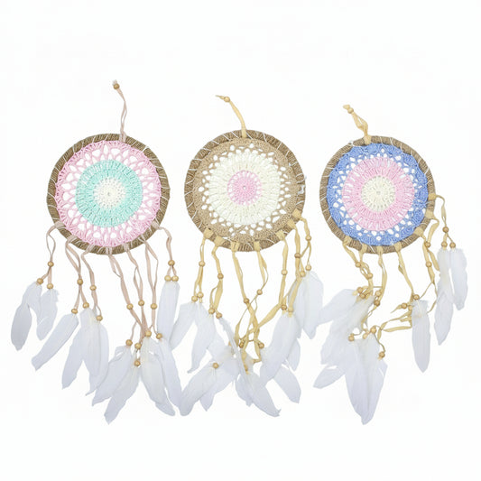 6 x Hand Crafted Macrame Dreamcatchers - Large / Assorted / Pastel Pinks
