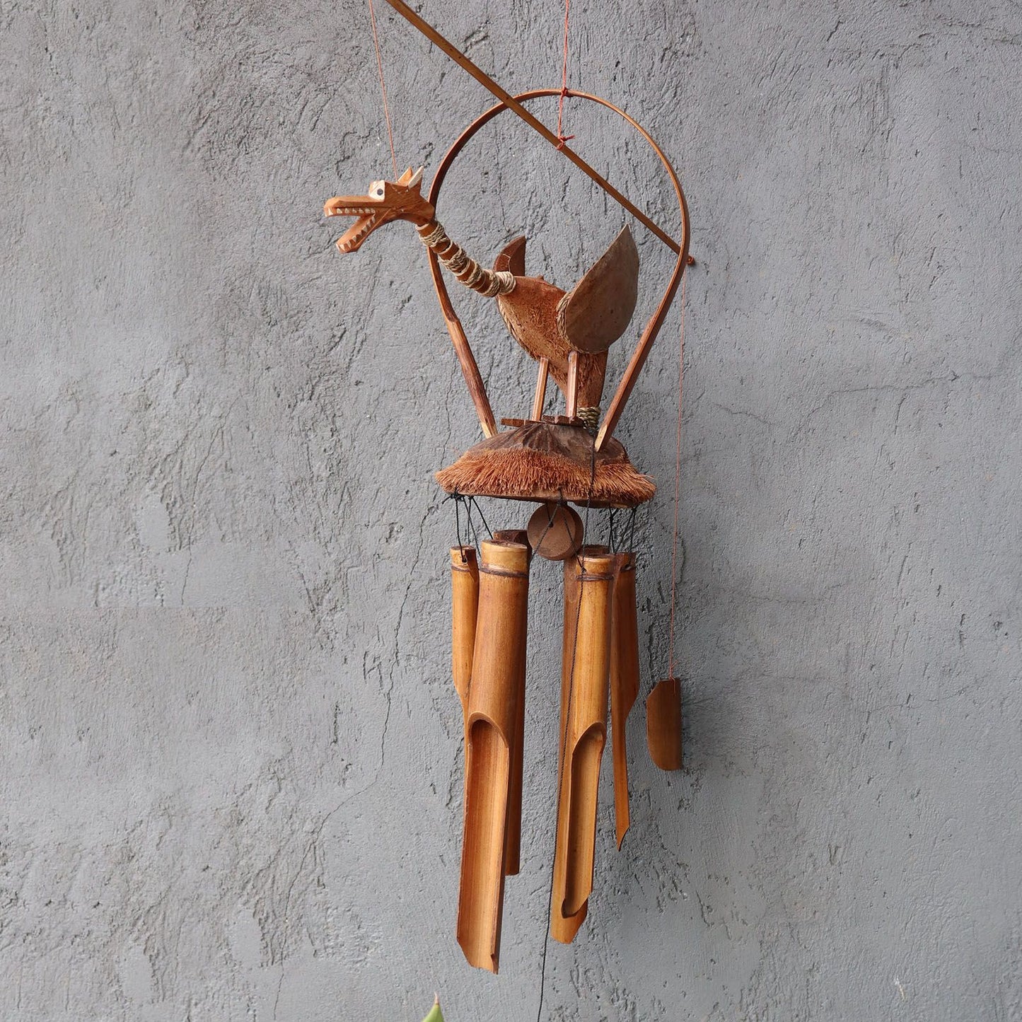 Hand Crafted Bamboo Wind Chime - Natural / Dragon