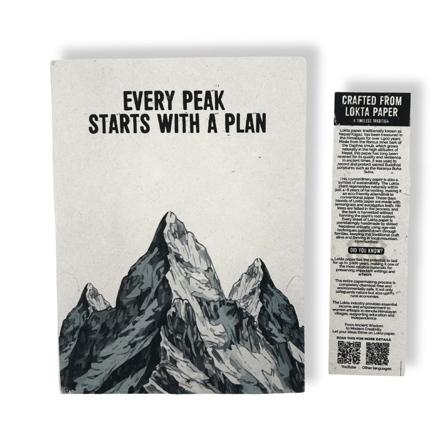 A5 Eco-Friendly Lokta Paper Journal inc Bookmark - Every Peak Starts with a Plan