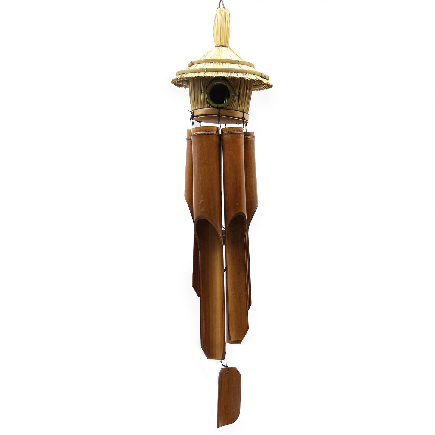 Handcrafted Seagrass and Bamboo Wind Chime Bird Box - Round / Large