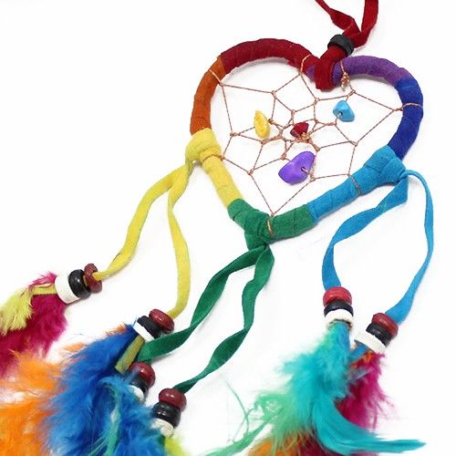 6 x Hand Crafted Dreamcatchers - Small / Heart / Rainbow