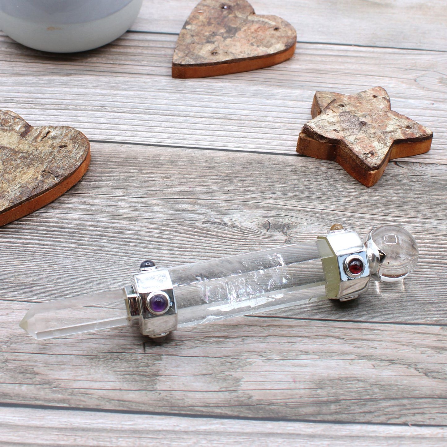 Handmade Hexagonal Healing Wand - Rock Quartz Gemstone