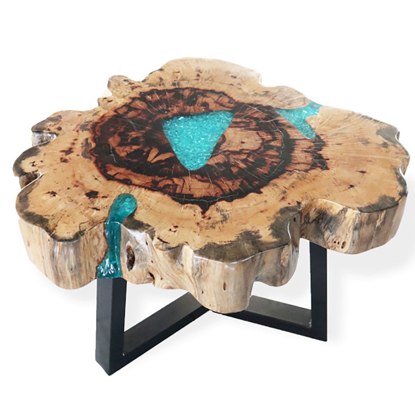 Tamarind and Resin Unique Coffee Table - Aqua