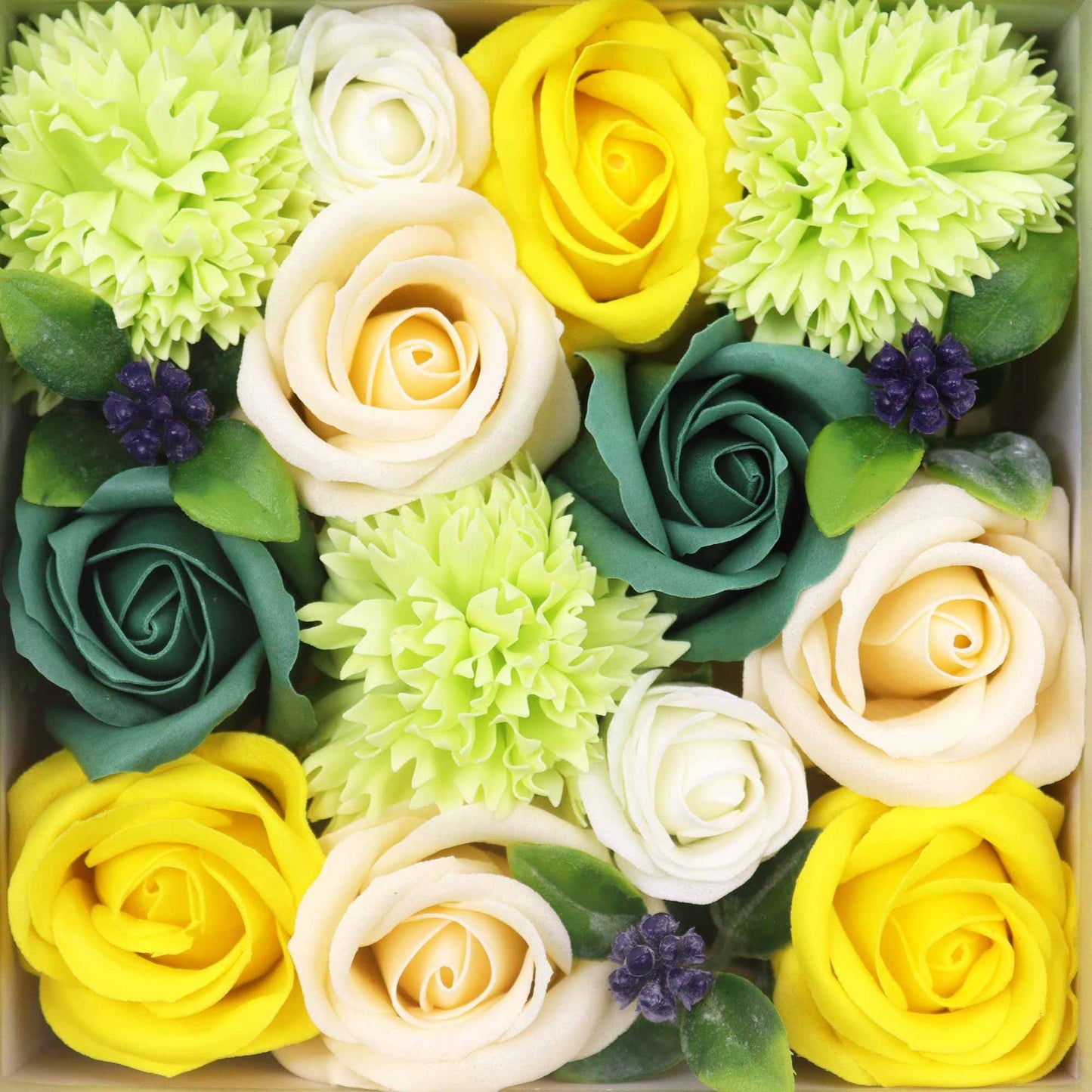 Luxury Soap Flowers - Square / Yellows and Greens