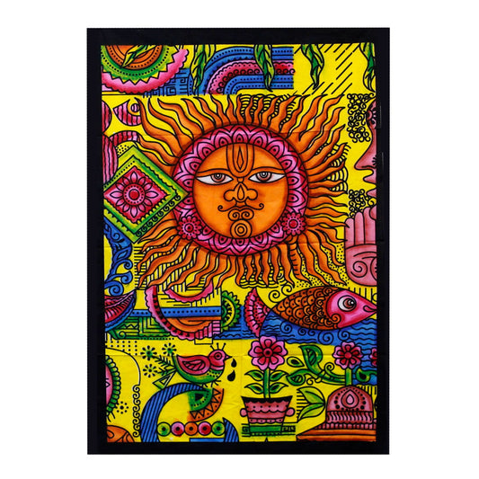 Hand Brushed Cotton Wall Art - Sun