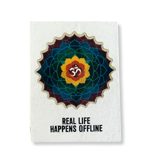 A5 Eco-Friendly Lokta Paper Journal inc Bookmark - Real Life Happens Offline