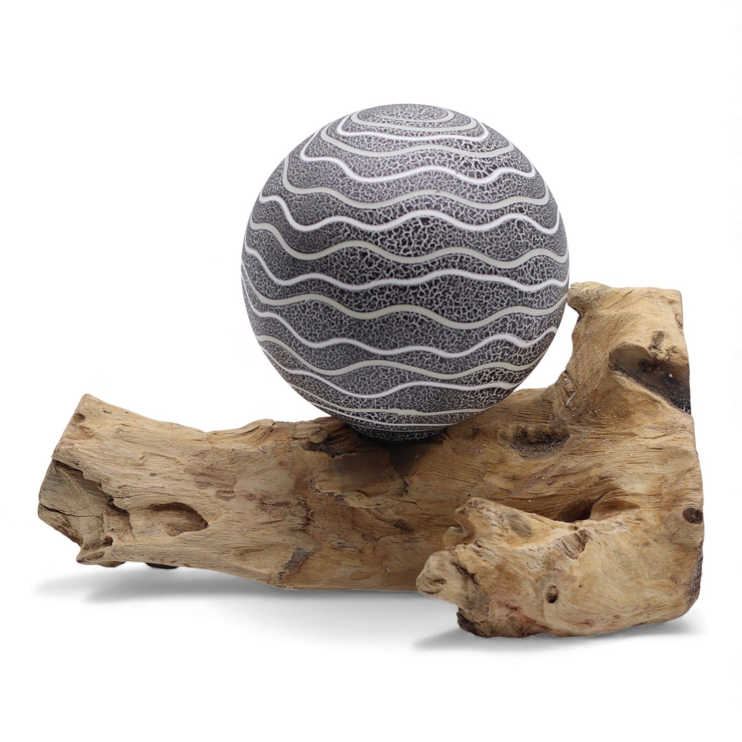 Natural Driftwood LED Glow Lamp -  Grey Luna Shade
