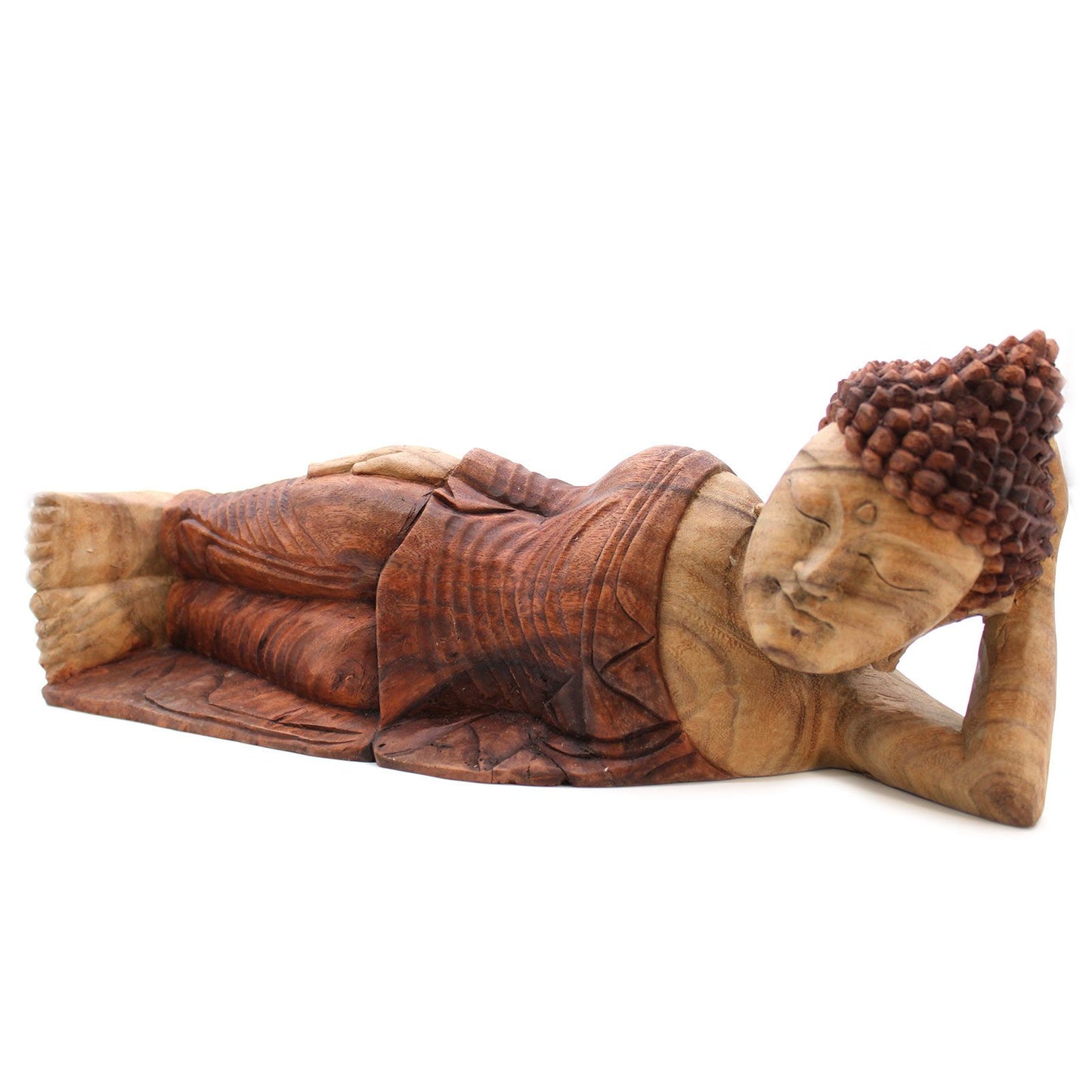Hand Carved Suar Wooden Sleeping Buddha - 50cm