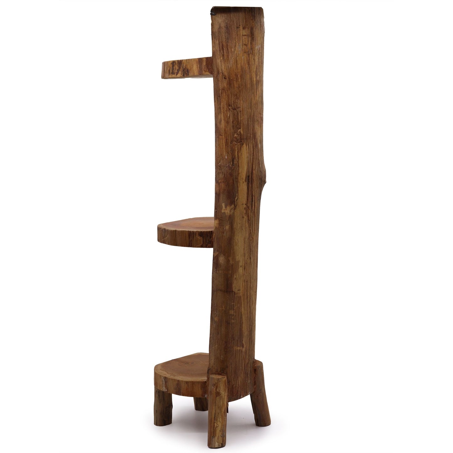 Eco-Friendly Teak Log 3 Shelf Corner Unit - Natural