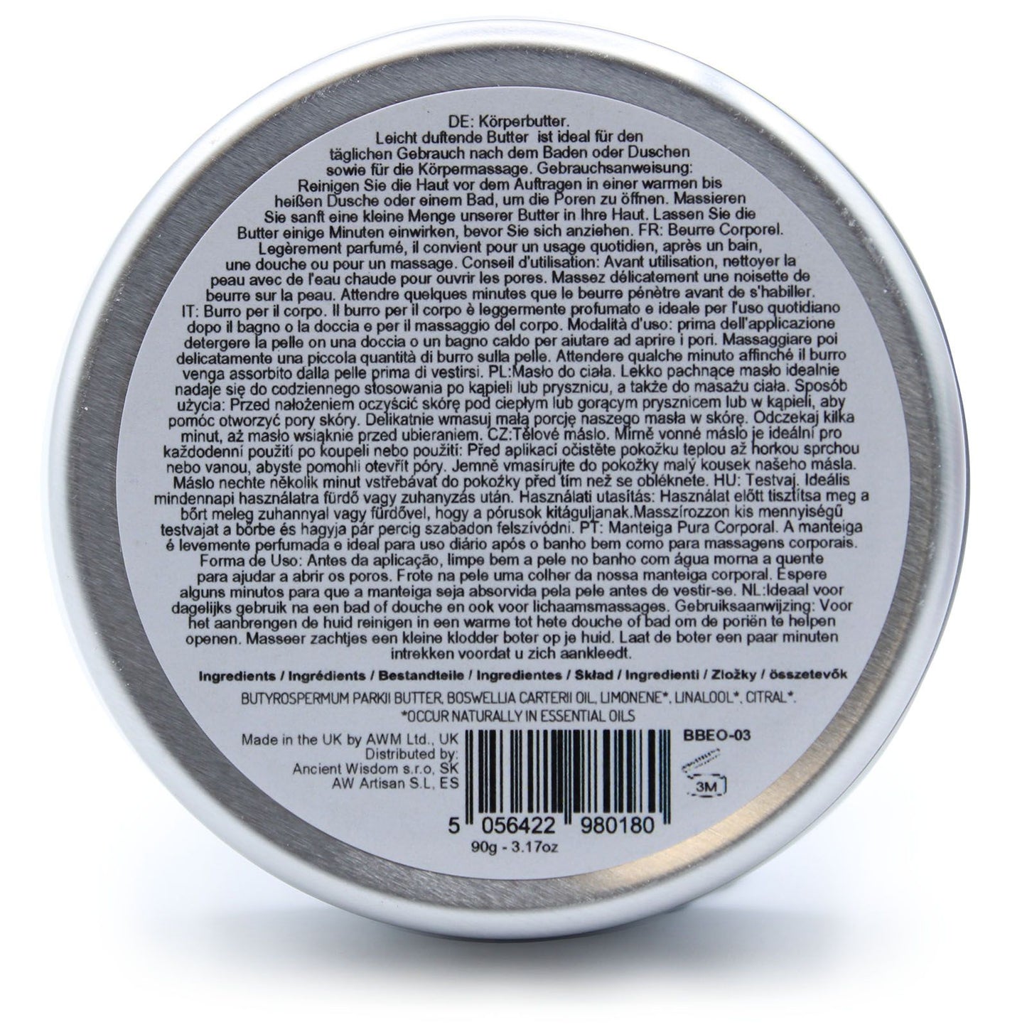 90g Vegan-Friendly Pure Essential Oil Aromatherapy Shea Body Butter - Frankincense