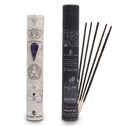 Ancient Witch Spell Incense, Map and Amethyst Pendulum Set - Seduction