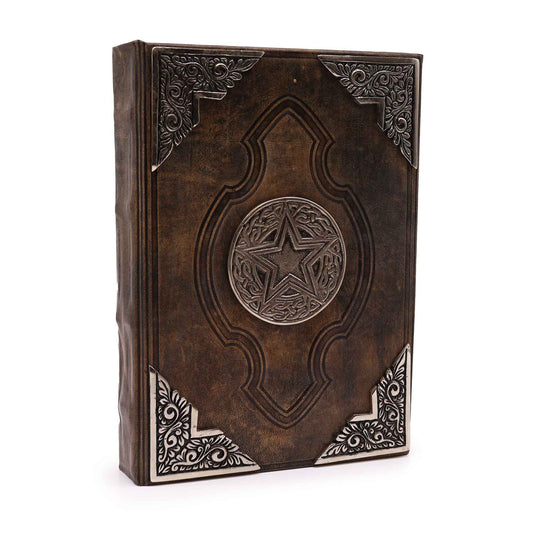 Handmade Leather-Bound Eco-Friendly Deckle Edged Notebook - Extra Large / Brown / Zinc Pentagon