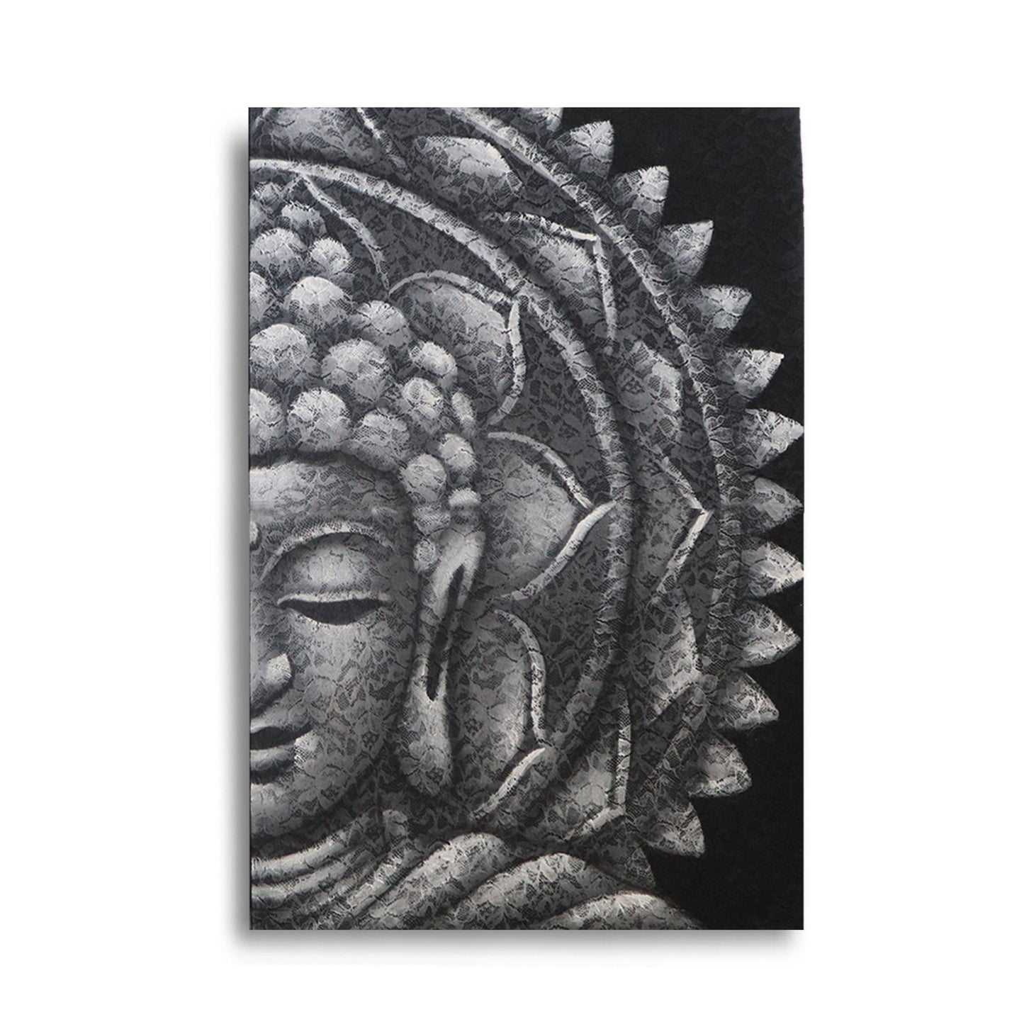 Hand Painted Half Buddha Mandala - Grey