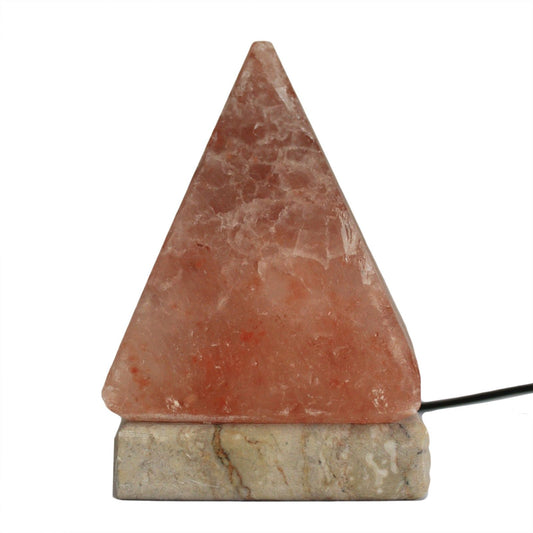 Hand Carved USB Himalayan Salt Crystal Lamp with Base - Natural / Pyramid