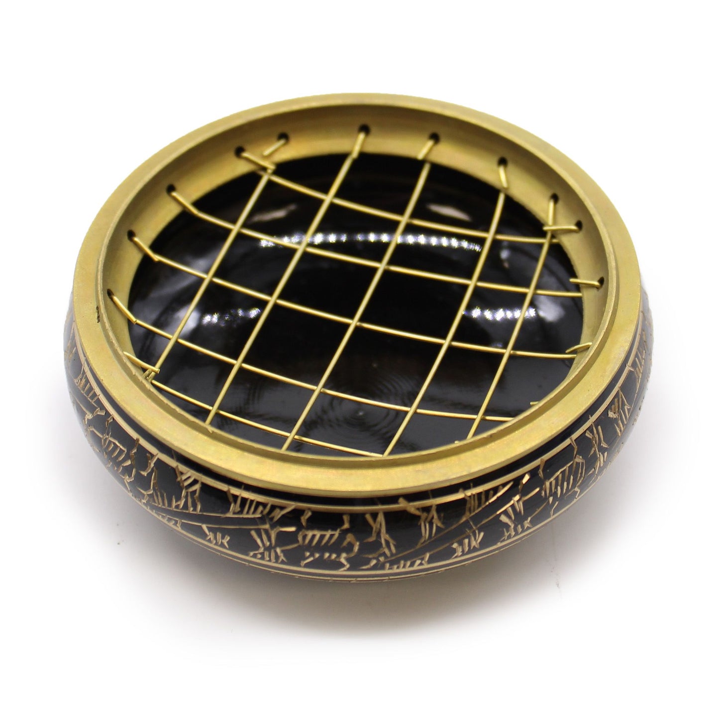 Handmade Brass Charcoal Burner Jar - Engraved