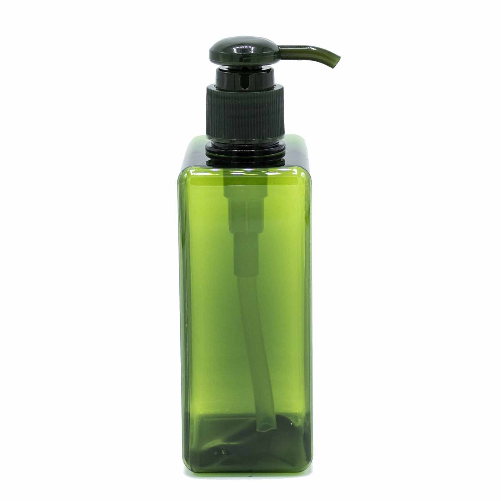 Green 280ml reusable tall dispenser bottle with pump, secondary detail view from Quintessential Holistic Health.