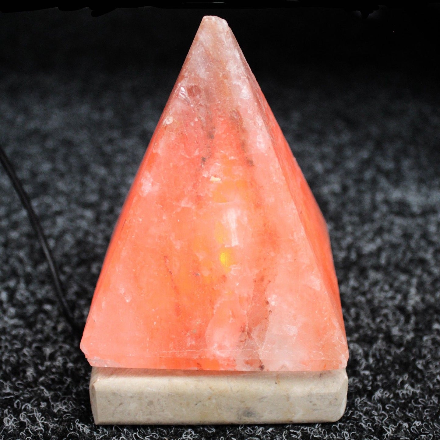 Hand Carved USB Himalayan Salt Crystal Lamp with Base - Natural / Pyramid