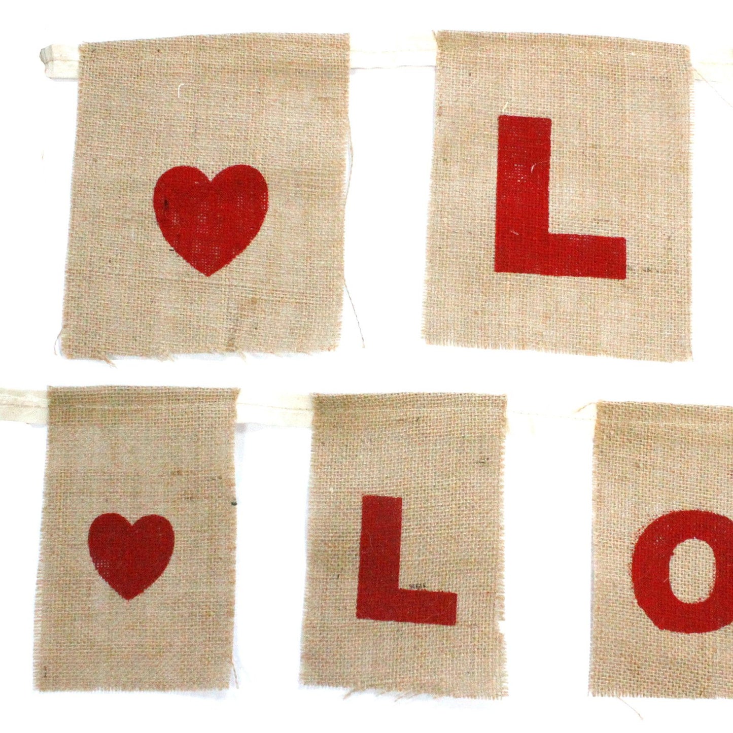 Natural Cotton Jute Bunting  - I Love You with Hearts