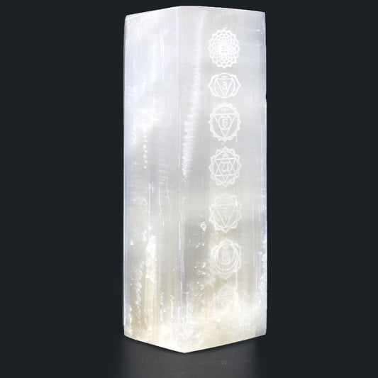 Handmade Selenite Block Lamp - Seven Chakra