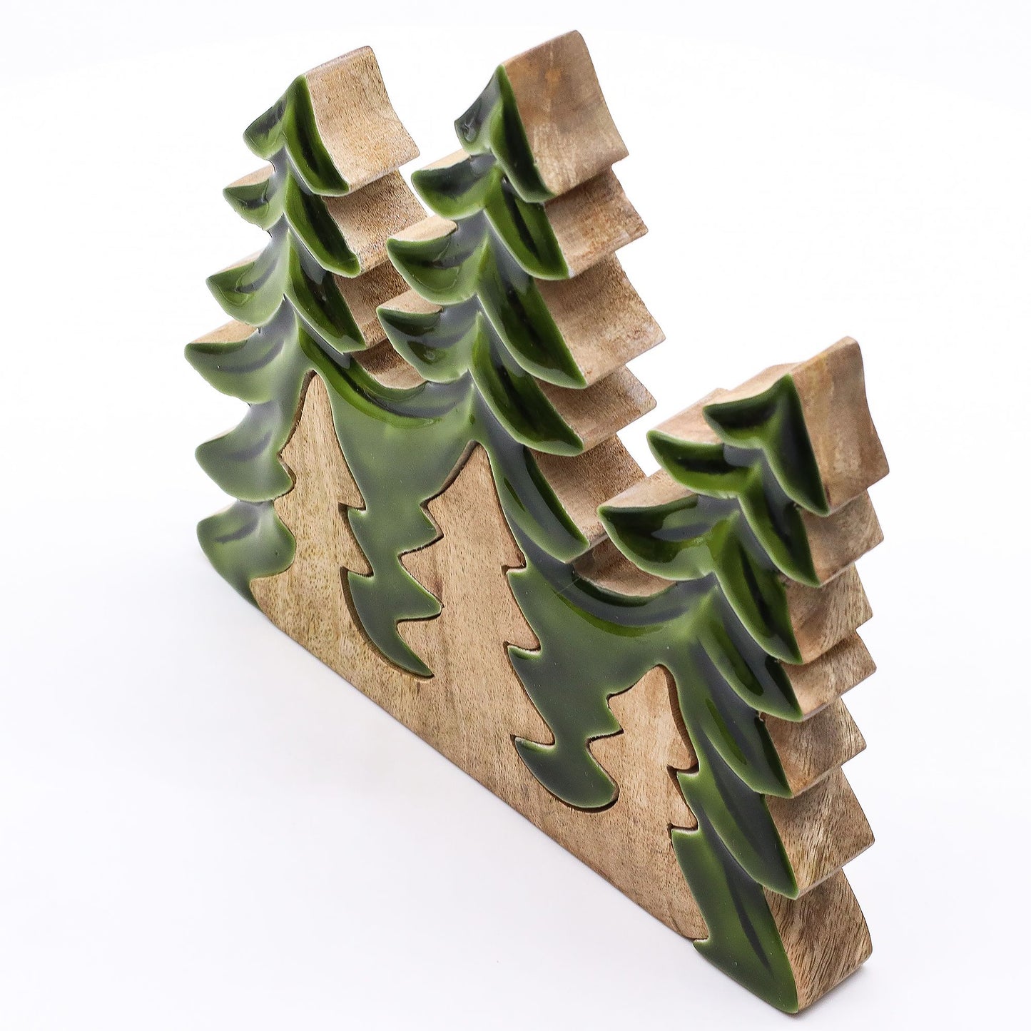 Handcrafted Enamel Wooden 3D Tree Decoration - Three Trees