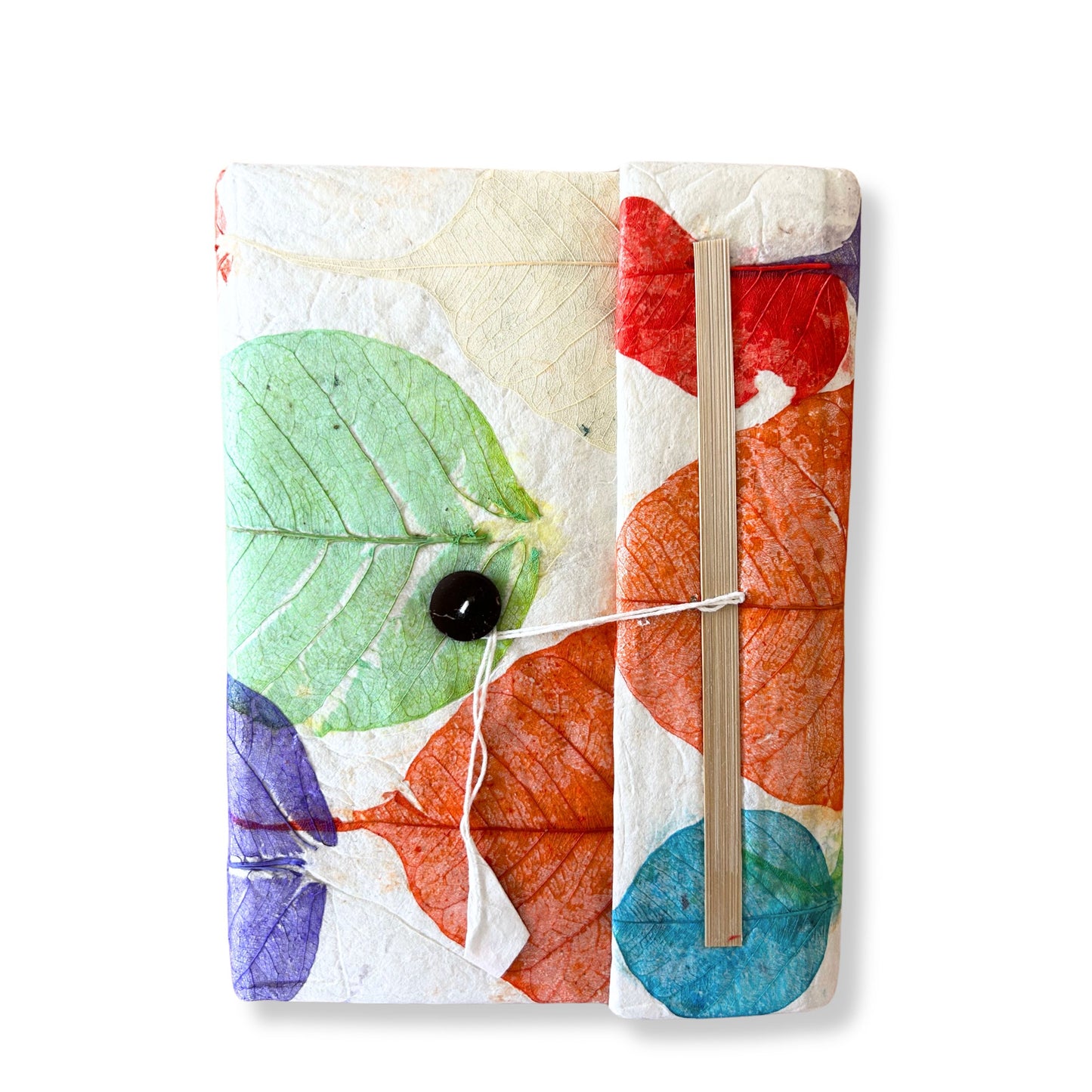 A5 Eco-Friendly Lokta Paper Notebook  - Colourful Leaves