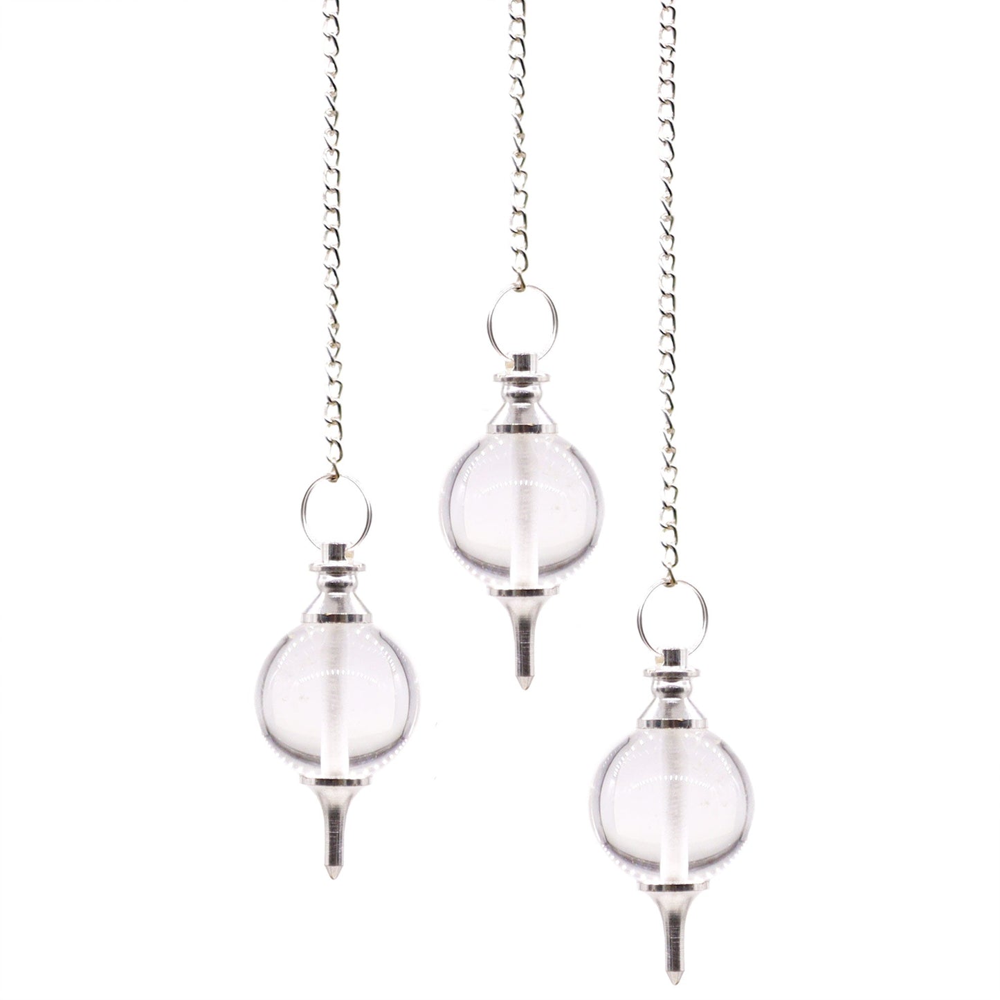 1 x Handmade Spherical Radiesthesia Pendulum - Rock Quartz Gemstone product packaging on clean background from Quintessential Holistic Health Ltd