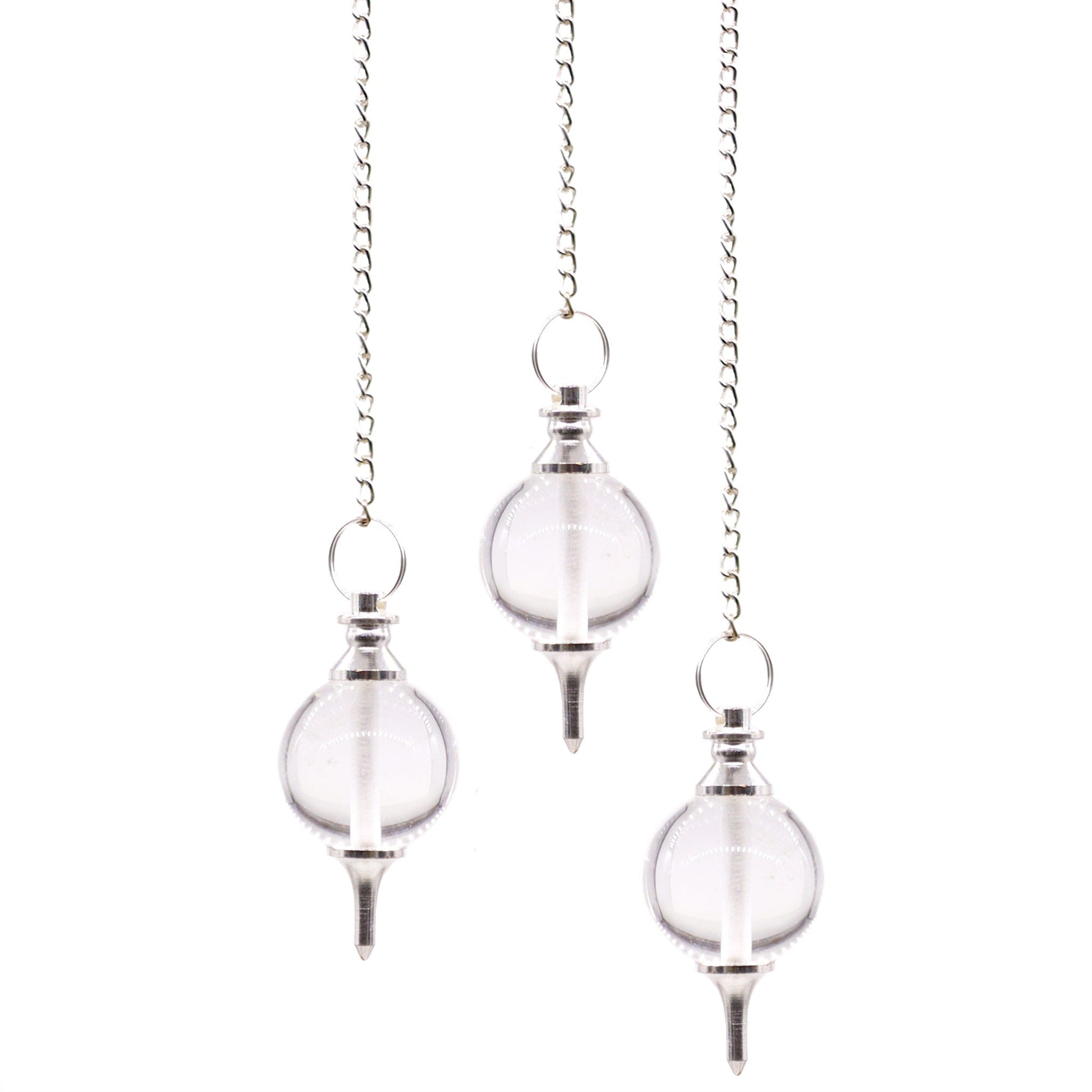 1 x Handmade Spherical Radiesthesia Pendulum - Rock Quartz Gemstone product packaging on clean background from Quintessential Holistic Health Ltd