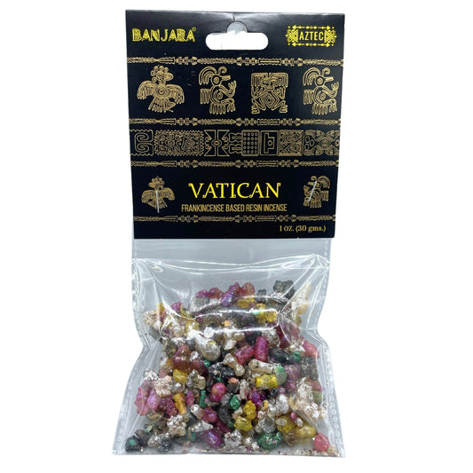 Handcrafted Banjara Tree Resin - Vatican product packaging on clean background from Quintessential Holistic Health Ltd