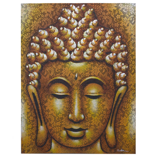 Hand Painted Buddha Painting - Gold Brocade Detail - main product image from Quintessential Holistic Health Ltd UK