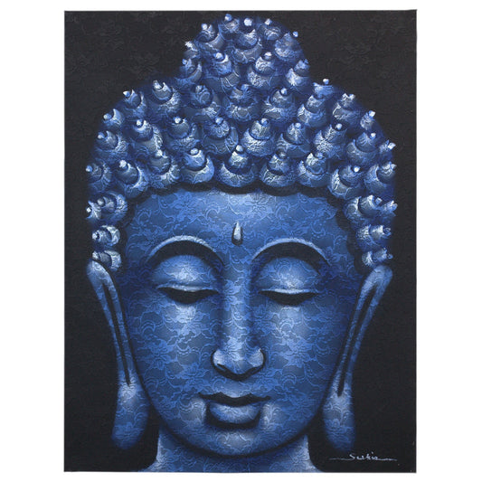 Hand Painted Buddha Painting - Blue Brocade Detail - main product image from Quintessential Holistic Health Ltd UK