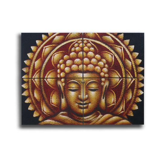 Set of 4 Hand Painted Buddha Mandala - Gold Brocade Detail - main product image from Quintessential Holistic Health Ltd UK