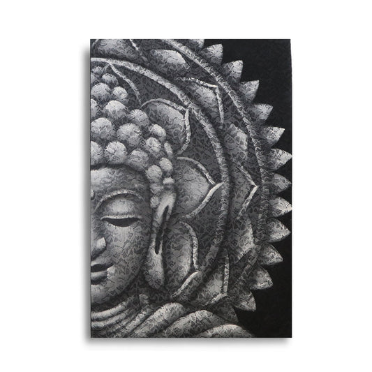 Hand Painted Half Buddha Mandala - Grey - main product image from Quintessential Holistic Health Ltd UK