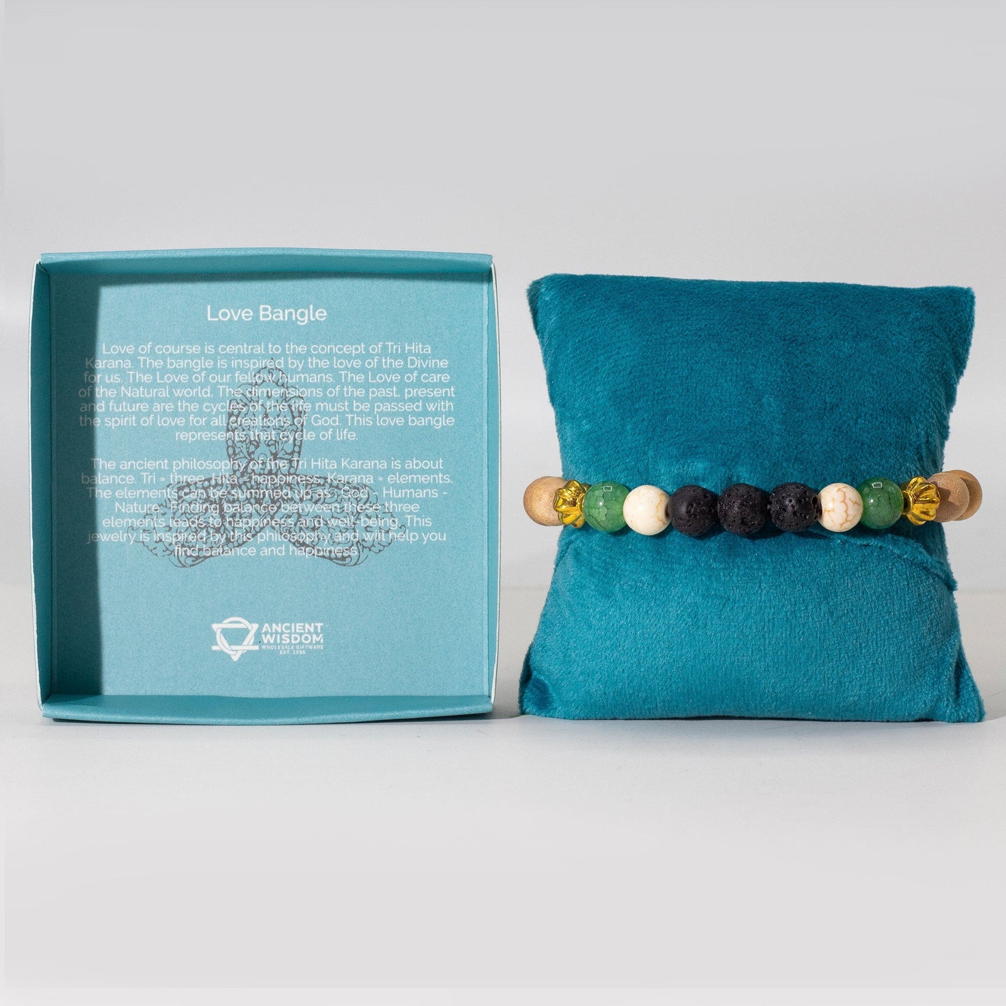 Tri Hita Karana Bracelet - Love product packaging on clean background from Quintessential Holistic Health Ltd